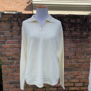 🏷️ Vintage Cream PARISIAN Works Acrylic Embroidered Sweater Y2K 90s
